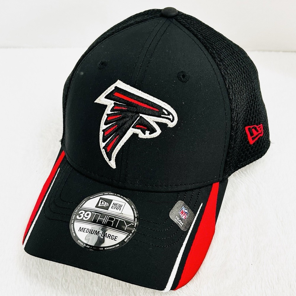 Atlanta Falcons New Era Linear 39THIRTY Stretch Flex Hat Cap M/L NFL Black